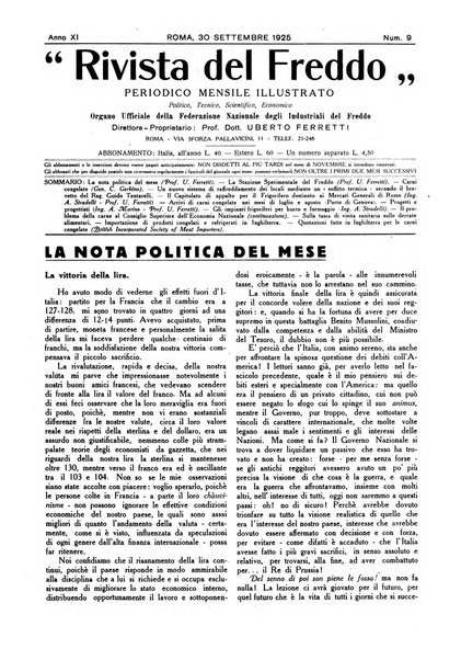 Rivista del freddo periodico mensile illustrato tecnico, scientifico, economico, commerciale