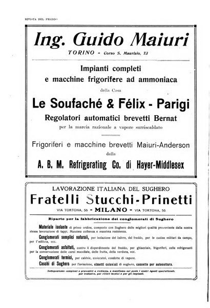 Rivista del freddo periodico mensile illustrato tecnico, scientifico, economico, commerciale