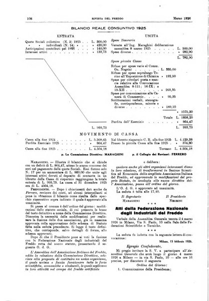 Rivista del freddo periodico mensile illustrato tecnico, scientifico, economico, commerciale