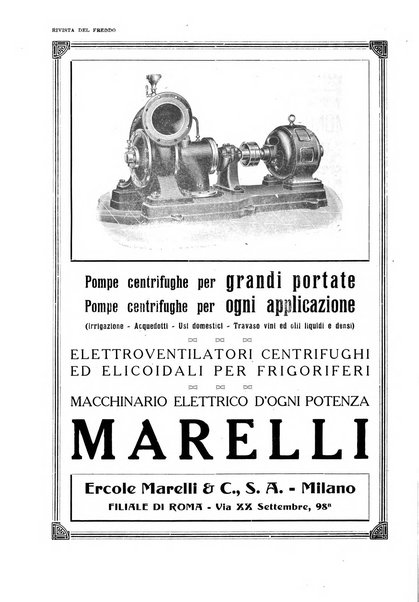 Rivista del freddo periodico mensile illustrato tecnico, scientifico, economico, commerciale