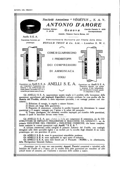 Rivista del freddo periodico mensile illustrato tecnico, scientifico, economico, commerciale