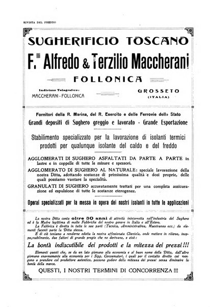 Rivista del freddo periodico mensile illustrato tecnico, scientifico, economico, commerciale