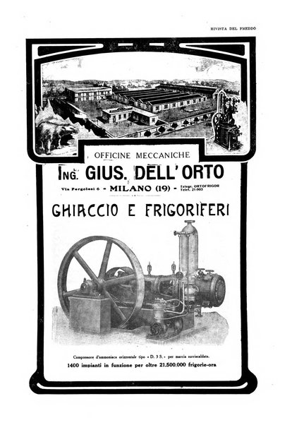 Rivista del freddo periodico mensile illustrato tecnico, scientifico, economico, commerciale