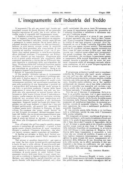 Rivista del freddo periodico mensile illustrato tecnico, scientifico, economico, commerciale