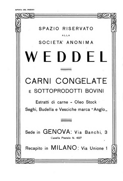 Rivista del freddo periodico mensile illustrato tecnico, scientifico, economico, commerciale