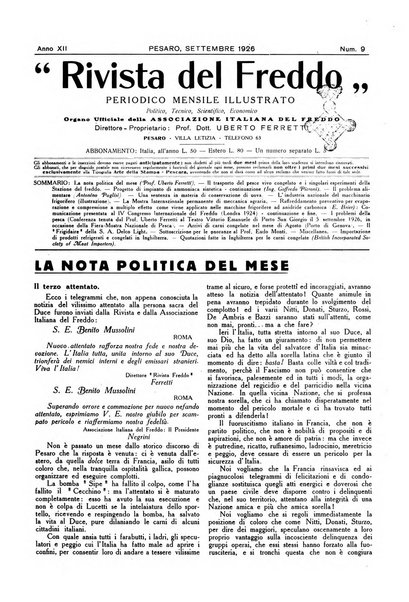 Rivista del freddo periodico mensile illustrato tecnico, scientifico, economico, commerciale