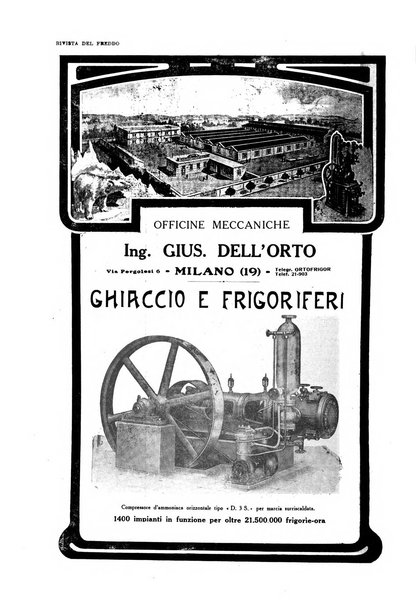 Rivista del freddo periodico mensile illustrato tecnico, scientifico, economico, commerciale