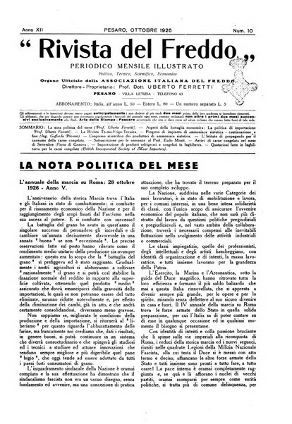 Rivista del freddo periodico mensile illustrato tecnico, scientifico, economico, commerciale