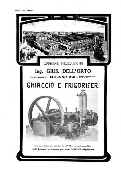 Rivista del freddo periodico mensile illustrato tecnico, scientifico, economico, commerciale