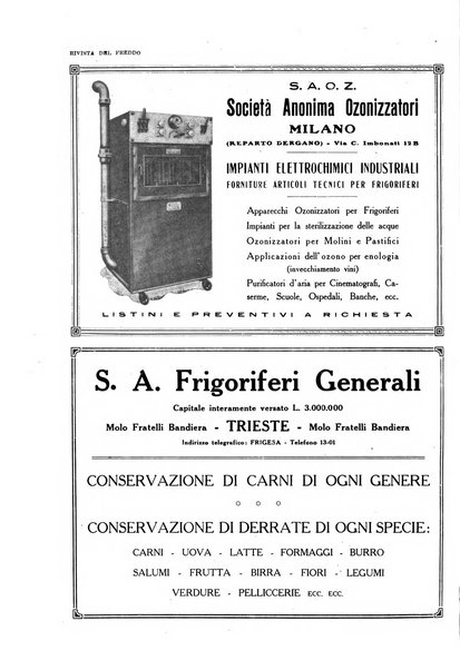 Rivista del freddo periodico mensile illustrato tecnico, scientifico, economico, commerciale