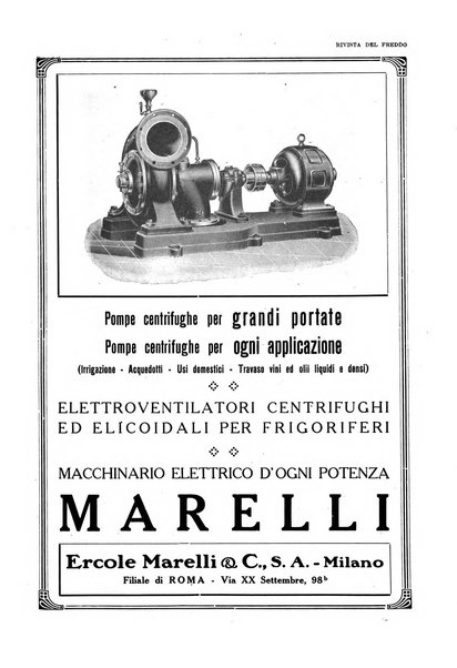 Rivista del freddo periodico mensile illustrato tecnico, scientifico, economico, commerciale