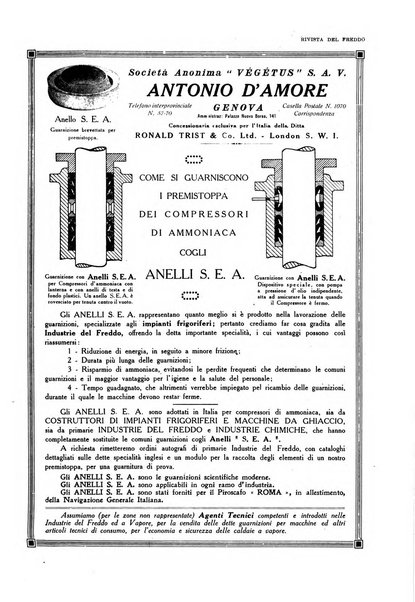 Rivista del freddo periodico mensile illustrato tecnico, scientifico, economico, commerciale