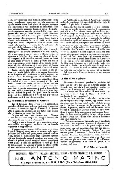 Rivista del freddo periodico mensile illustrato tecnico, scientifico, economico, commerciale