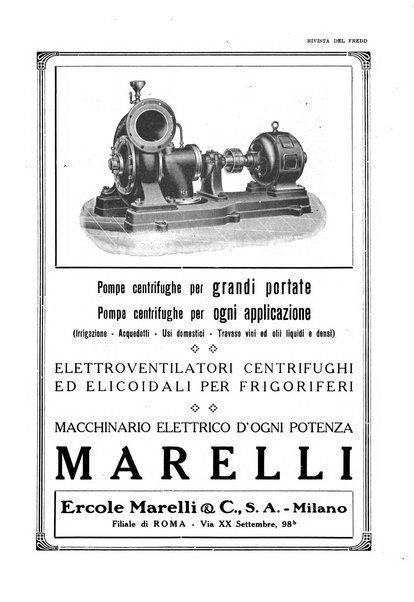 Rivista del freddo periodico mensile illustrato tecnico, scientifico, economico, commerciale