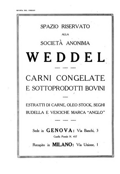 Rivista del freddo periodico mensile illustrato tecnico, scientifico, economico, commerciale