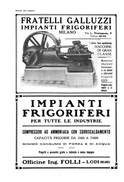 Rivista del freddo periodico mensile illustrato tecnico, scientifico, economico, commerciale