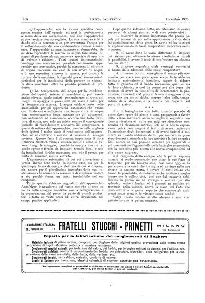 Rivista del freddo periodico mensile illustrato tecnico, scientifico, economico, commerciale