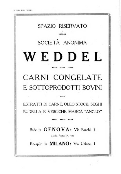 Rivista del freddo periodico mensile illustrato tecnico, scientifico, economico, commerciale