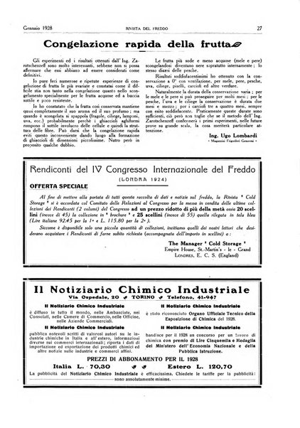 Rivista del freddo periodico mensile illustrato tecnico, scientifico, economico, commerciale