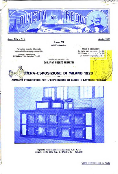 Rivista del freddo periodico mensile illustrato tecnico, scientifico, economico, commerciale