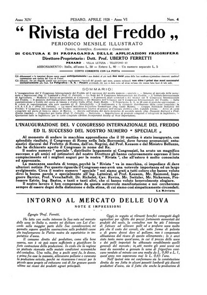 Rivista del freddo periodico mensile illustrato tecnico, scientifico, economico, commerciale