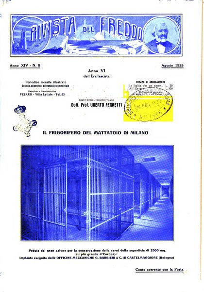 Rivista del freddo periodico mensile illustrato tecnico, scientifico, economico, commerciale