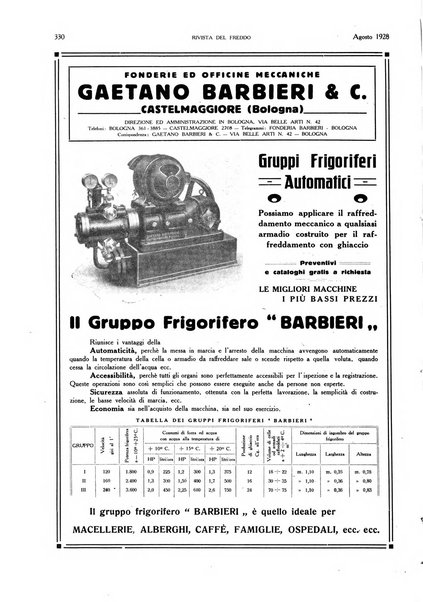 Rivista del freddo periodico mensile illustrato tecnico, scientifico, economico, commerciale