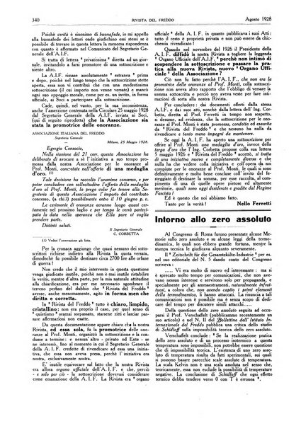 Rivista del freddo periodico mensile illustrato tecnico, scientifico, economico, commerciale