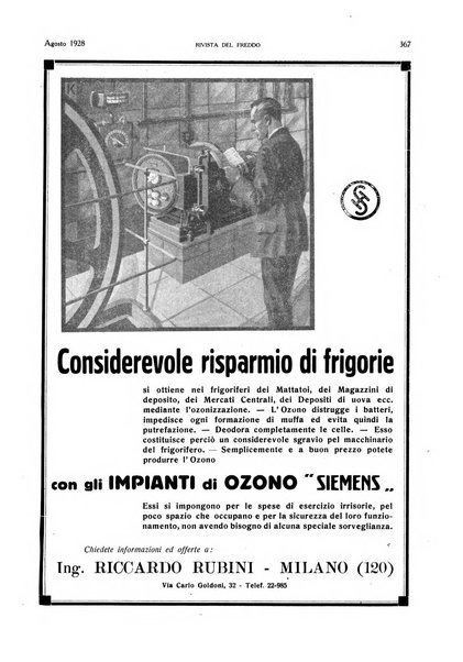 Rivista del freddo periodico mensile illustrato tecnico, scientifico, economico, commerciale