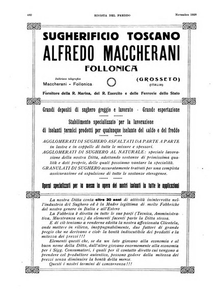 Rivista del freddo periodico mensile illustrato tecnico, scientifico, economico, commerciale