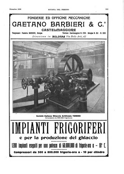 Rivista del freddo periodico mensile illustrato tecnico, scientifico, economico, commerciale