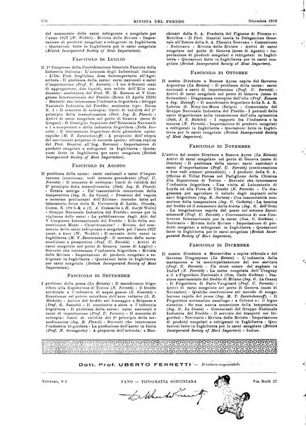 Rivista del freddo periodico mensile illustrato tecnico, scientifico, economico, commerciale