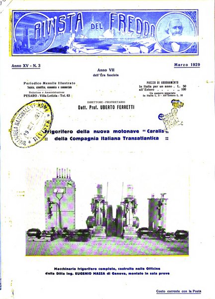 Rivista del freddo periodico mensile illustrato tecnico, scientifico, economico, commerciale