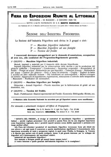 Rivista del freddo periodico mensile illustrato tecnico, scientifico, economico, commerciale