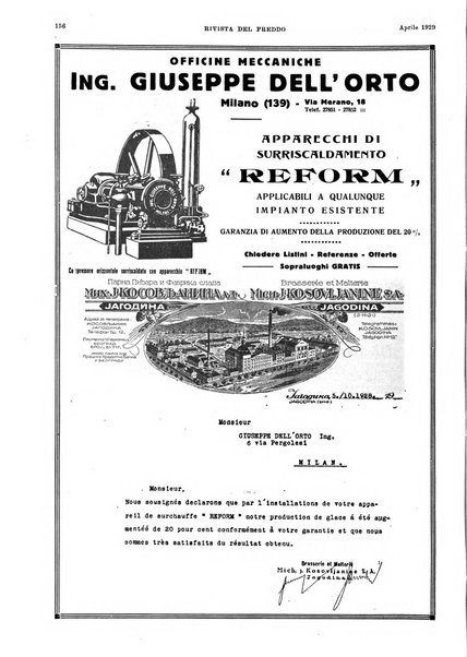 Rivista del freddo periodico mensile illustrato tecnico, scientifico, economico, commerciale