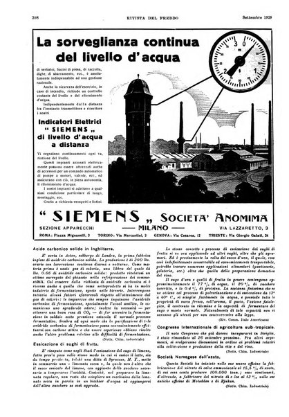 Rivista del freddo periodico mensile illustrato tecnico, scientifico, economico, commerciale