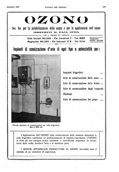 Rivista del freddo periodico mensile illustrato tecnico, scientifico, economico, commerciale