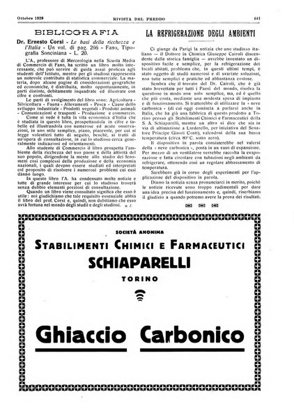 Rivista del freddo periodico mensile illustrato tecnico, scientifico, economico, commerciale