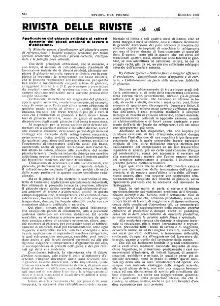 Rivista del freddo periodico mensile illustrato tecnico, scientifico, economico, commerciale