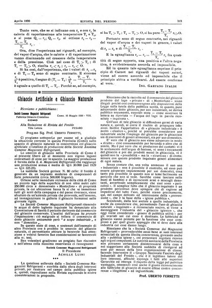 Rivista del freddo periodico mensile illustrato tecnico, scientifico, economico, commerciale