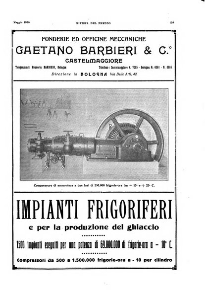 Rivista del freddo periodico mensile illustrato tecnico, scientifico, economico, commerciale