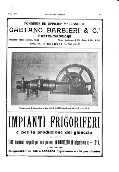 Rivista del freddo periodico mensile illustrato tecnico, scientifico, economico, commerciale