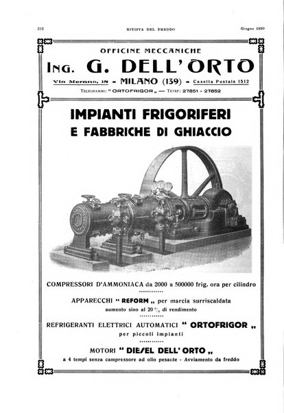 Rivista del freddo periodico mensile illustrato tecnico, scientifico, economico, commerciale