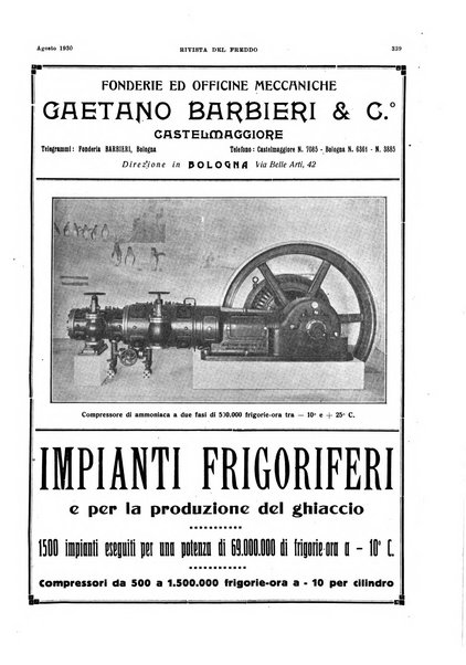 Rivista del freddo periodico mensile illustrato tecnico, scientifico, economico, commerciale