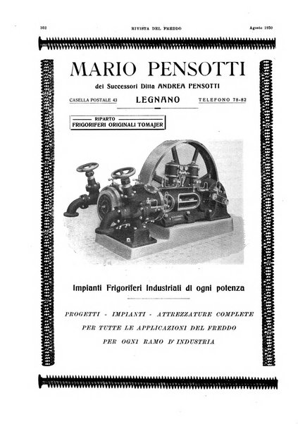 Rivista del freddo periodico mensile illustrato tecnico, scientifico, economico, commerciale