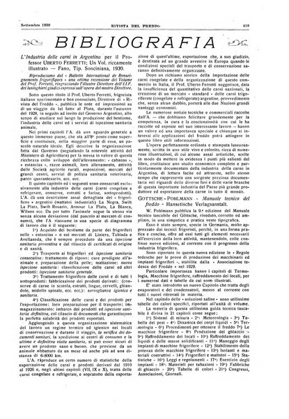 Rivista del freddo periodico mensile illustrato tecnico, scientifico, economico, commerciale