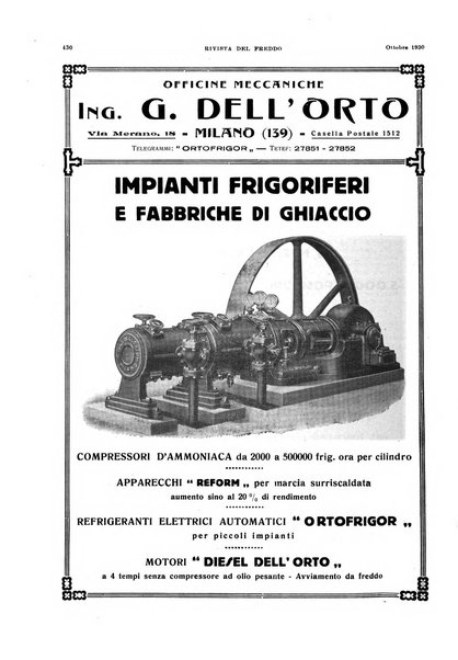 Rivista del freddo periodico mensile illustrato tecnico, scientifico, economico, commerciale