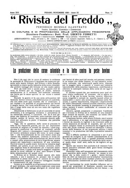 Rivista del freddo periodico mensile illustrato tecnico, scientifico, economico, commerciale