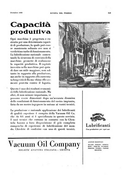 Rivista del freddo periodico mensile illustrato tecnico, scientifico, economico, commerciale