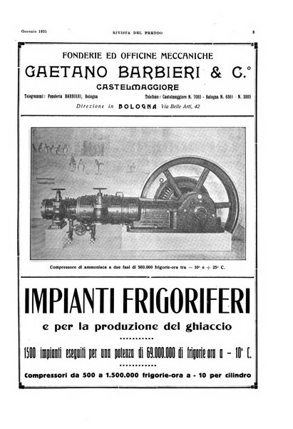 Rivista del freddo periodico mensile illustrato tecnico, scientifico, economico, commerciale